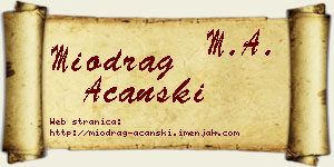 Miodrag Ačanski vizit kartica